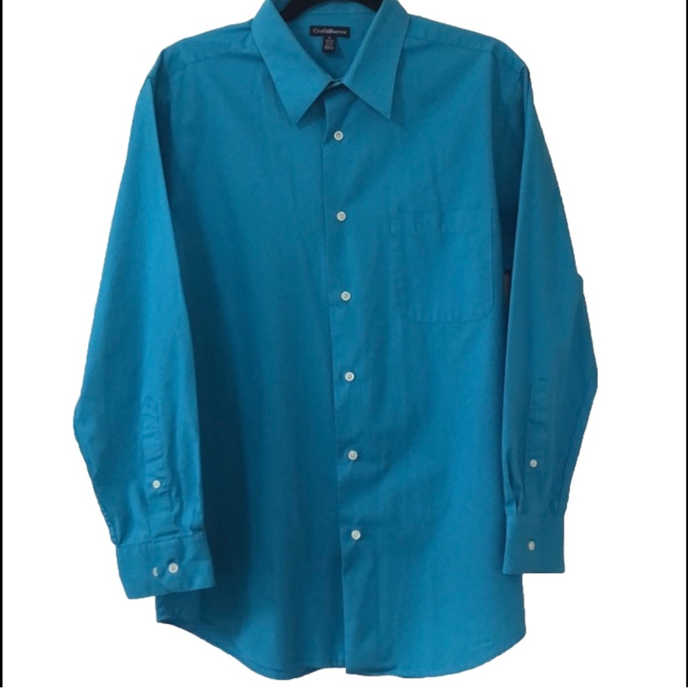 Aqua blue button up shirt size M 15.5-16” , 32/33